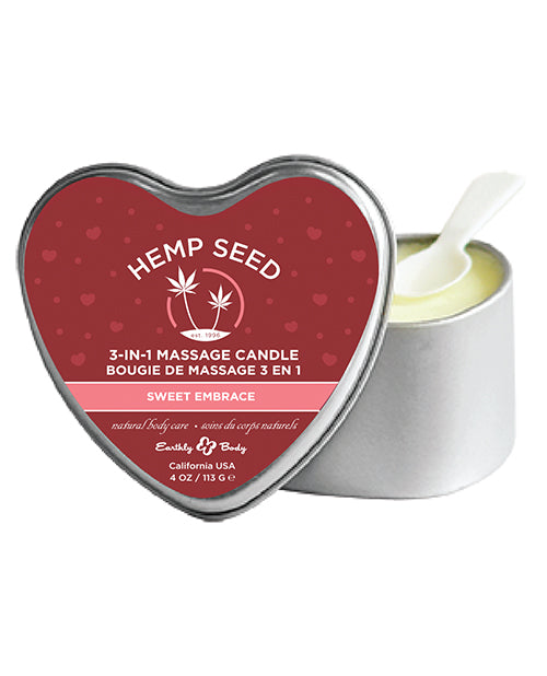 Earthly Body 4-In-1 Edible Heart Candle Cherry 4oz