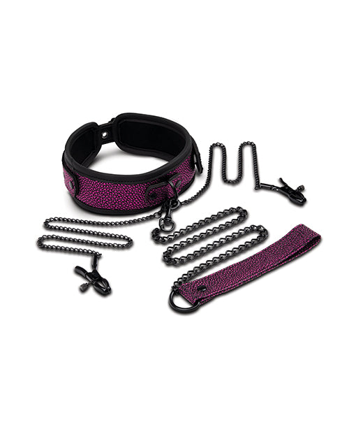 WhipSmart Dragon's Lair Collar, Leash & Nipple Clips Set - LUST Depot