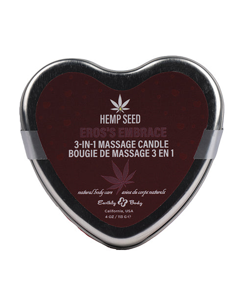 Earthly Body 2024 Valentines 3 In 1 Massage Heart Candle - 4 Oz Eros Embrace - LUST Depot