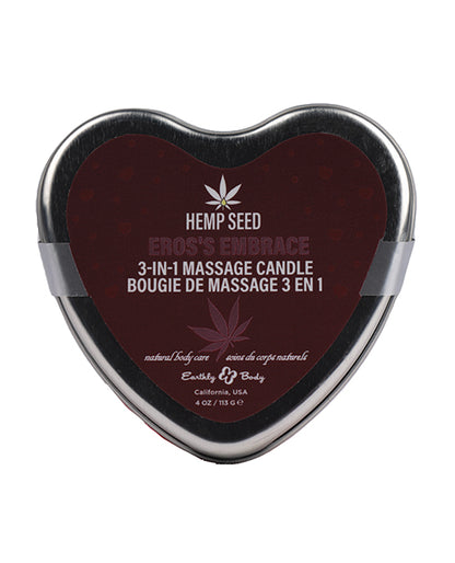 Earthly Body 2024 Valentines 3 In 1 Massage Heart Candle - 4 Oz Eros Embrace - LUST Depot