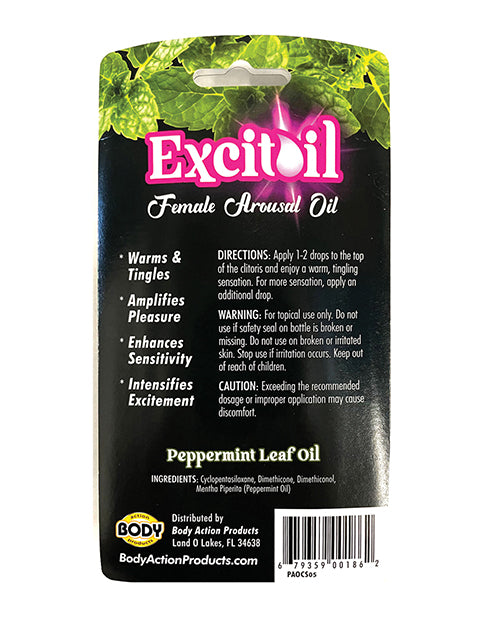 Body Action Peppermint Arousal Oil - .5 Oz Bottle Carded - LUST Depot