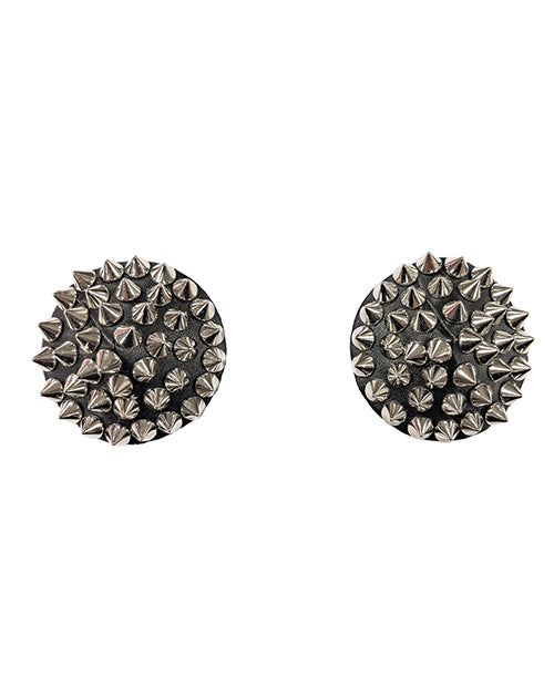 Darque Round Spiked Reusable Pasties - Black O/s - LUST Depot