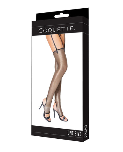 Holiday Metallic Fishnet Toeless Stockings Black/gold O/s - LUST Depot