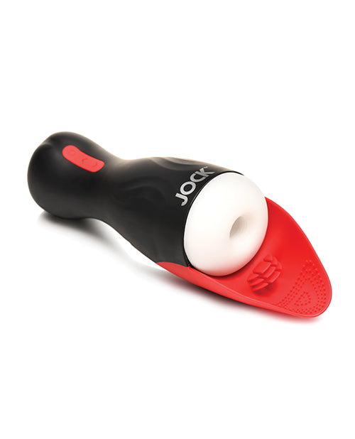 Curve Toys Jock Sucking & Vibrating Masturbator - Black/Red - LUST Depot