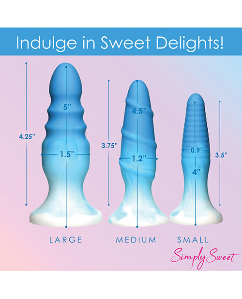 Curve Toys Simply Sweet Silicone Butt Plug Set - Blue - LUST Depot