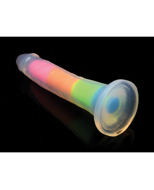 Curve Toys Lollicock 7" Glow In The Dark Silicone Dildo - Rainbow - LUST Depot