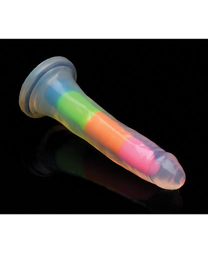 Curve Toys Lollicock 7" Glow In The Dark Silicone Dildo - Rainbow - LUST Depot