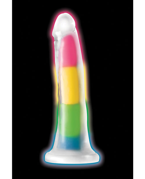 Curve Toys Lollicock 7" Glow In The Dark Silicone Dildo - Rainbow - LUST Depot