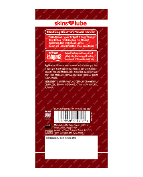 Skins Water Based Lubricant - 5 Ml Foil Strawberry - LUST Depot