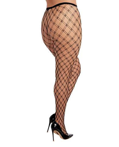 Double Fence Net Pantyhose - Black QN