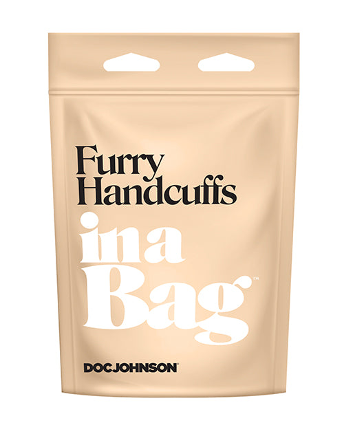 In A Bag Furry Handcuffs - Black - LUST Depot