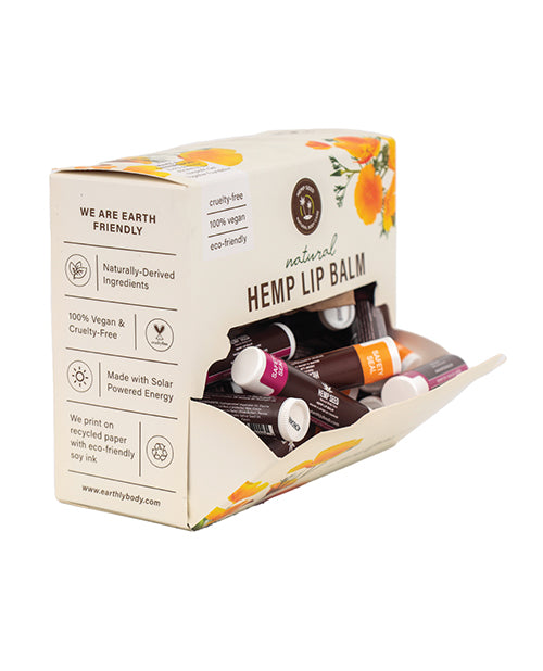 Earthly Body Hemp Seed Lip Balm Stick Display - Box of 48 Asst. Scents