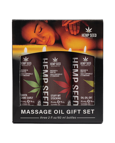 Earthly Body 2024 Holiday Massage Oil Gift Set - 2 oz Asst. Scents Box of 3