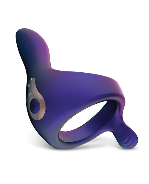 Hueman Eclipse Cock Ring w/Vibrating Perineum - Purple