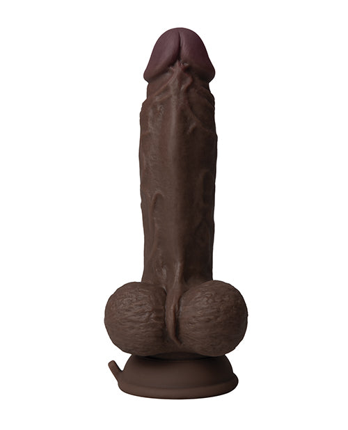 Shaft Flexskin Liquid Silicone 7.5" Vibrating Dong w/Balls - Mahogany