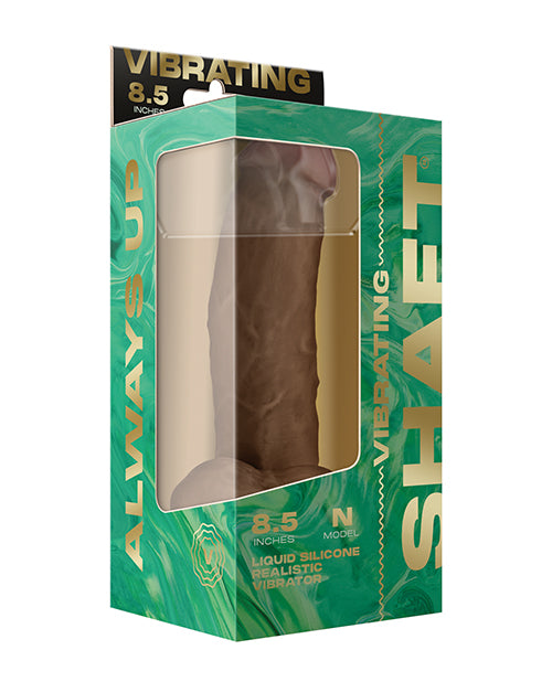 Shaft Flexskin Liquid Silicone 8.5" Vibrating Side Curve Dong w/Balls - Oak