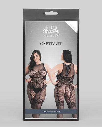 Fifty Shades Of Grey Captivate Lacy Body Stocking Black O/s Curve - LUST Depot