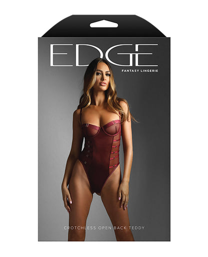 Edge Crotchless Underwire Mesh Teddy w/ Strappy Open Back - Wine M/L