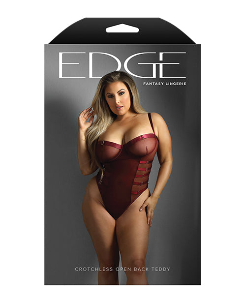 Edge Crotchless Underwire Mesh Teddy w/ Strappy Open Back - Wine QN - LUST Depot