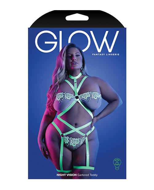 Glow Night Vision Glow In The Dark Gartered Teddy Qn - LUST Depot