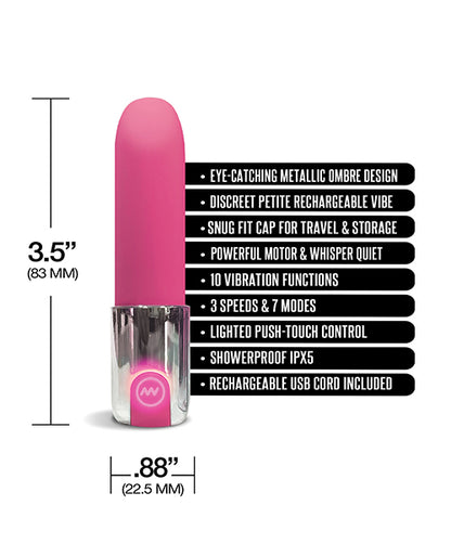 Nixie Smooch Rechargeable Lipstick Vibrator - Pink Ombre