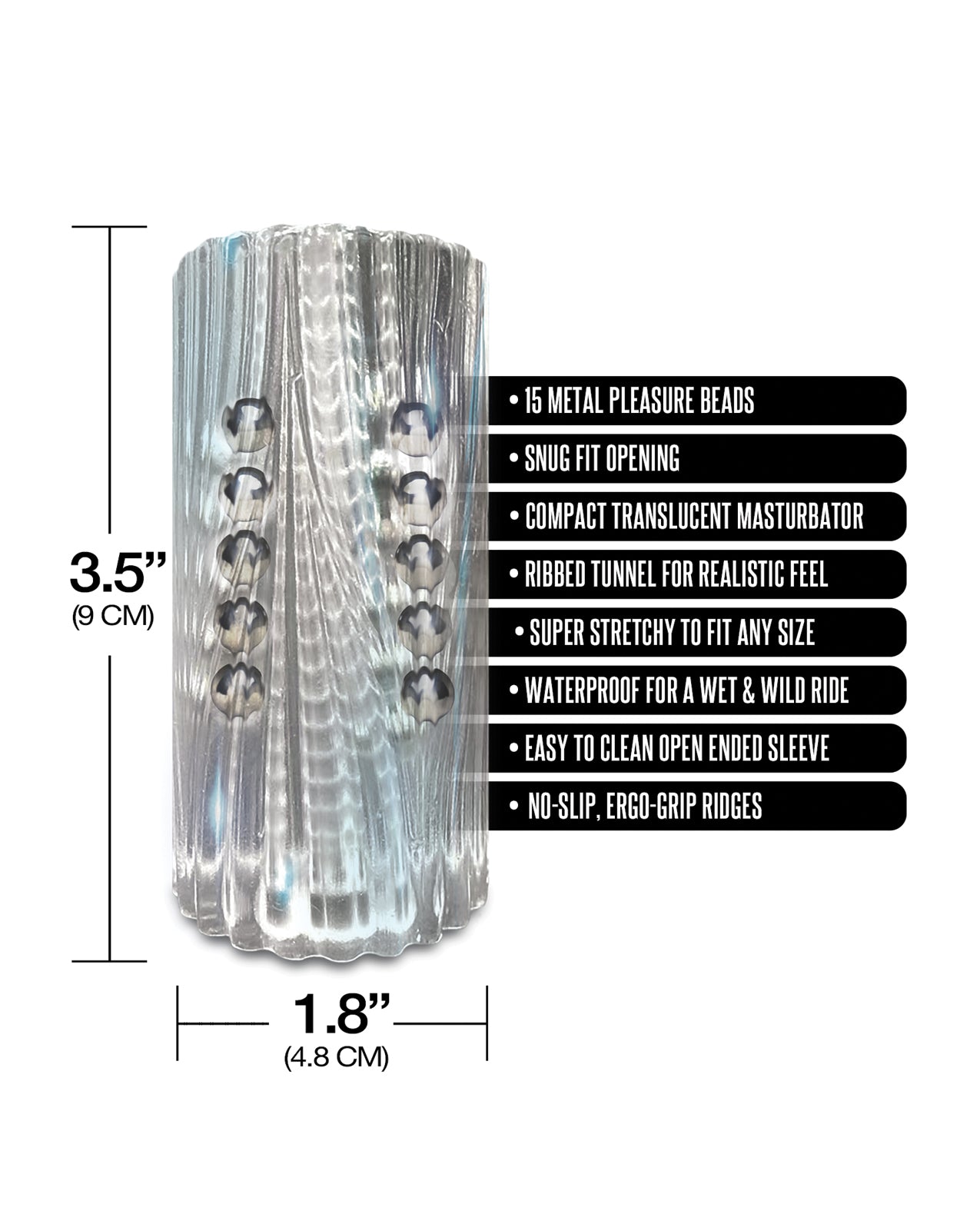 MSTR B8 Balls to the Wall Clear-View Beaded Stroker - Clear