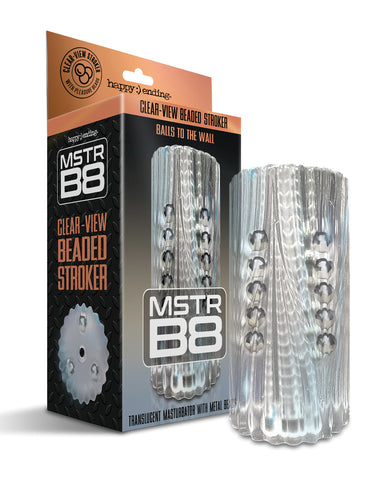 MSTR B8 Balls to the Wall Clear-View Beaded Stroker - Clear