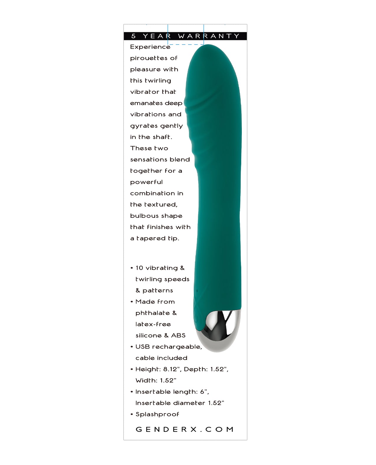 Gender X Pirouette Twirling Vibrator - Teal