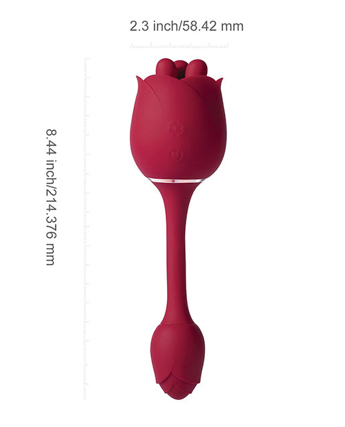 Roseann Double Ended Rose Toy Vibrator - Red - LUST Depot