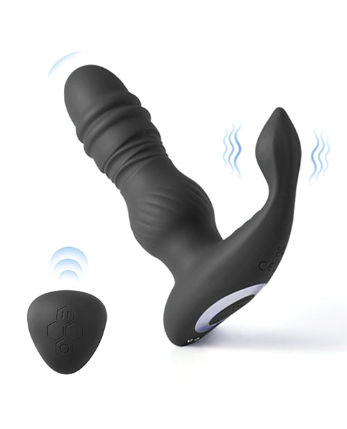 Jaden Thrusting Prostate Massager Vibrating Butt Plug Anal Sex Toy - Black