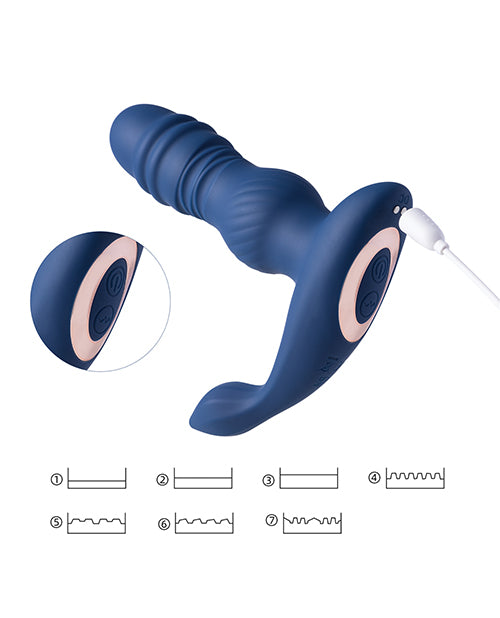 Jaden Thrusting Prostate Massager Vibrating Butt Plug Anal Sex Toy - Blue - LUST Depot