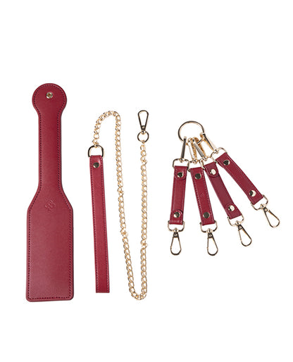 Kinky Play Box Red Passion 8 pc Set Bondage Kit - Red