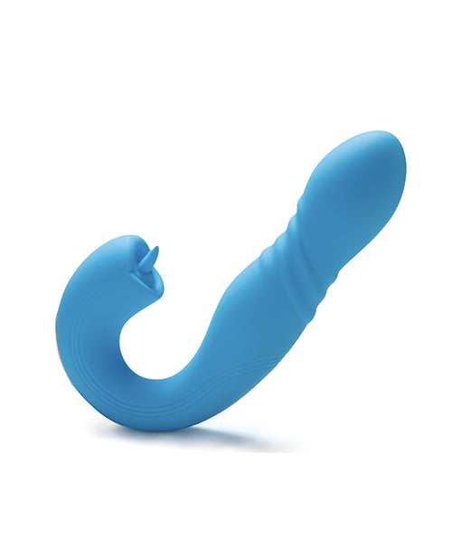 Joi App Controlled Thrusting G-spot Vibrator & Clit Licker - Blue - LUST Depot