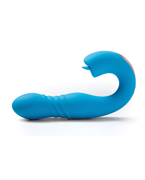 Joi App Controlled Thrusting G-spot Vibrator & Clit Licker - Blue - LUST Depot