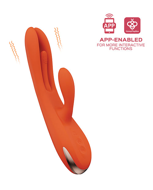 Terri App Controlled Kinky Finger Tapping Rabbit Vibrator - Orange - LUST Depot