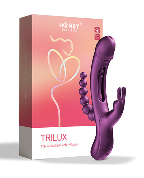 Trilux Kinky Finger Rabbit Vibrator with Anal Beads - Purple