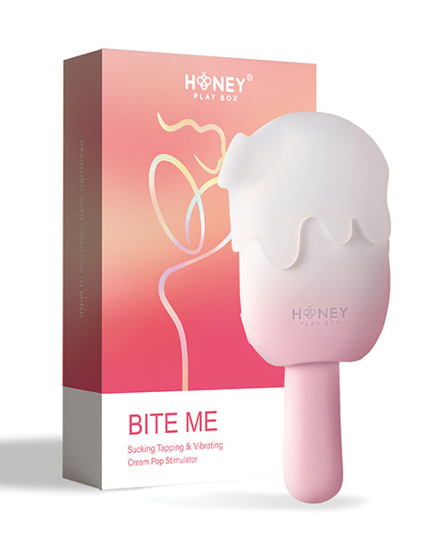 Bite Me Sucking, Tapping & Vibrating Cream Pop Stimulator - Pink/White - LUST Depot