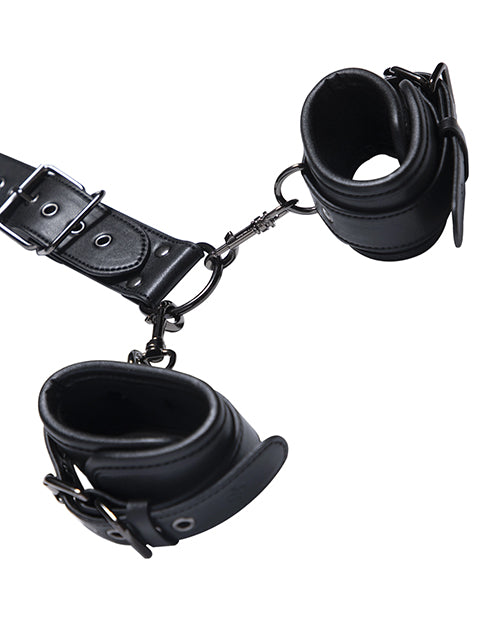 Kinky Play Box Locking Harness Collar to Wrist Restraints - Black - LUST Depot