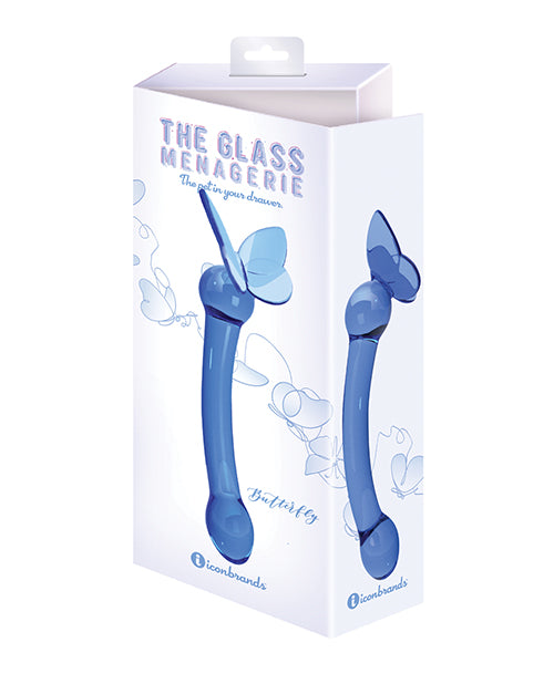 Glass Menagerie Butterfly Glass G Spot Dildo - Dark Blue - LUST Depot