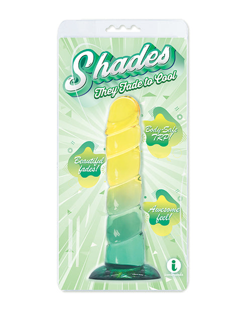 Shades Jelly Swirl TPR Gradient Dong Small - Yellow/Mint - LUST Depot