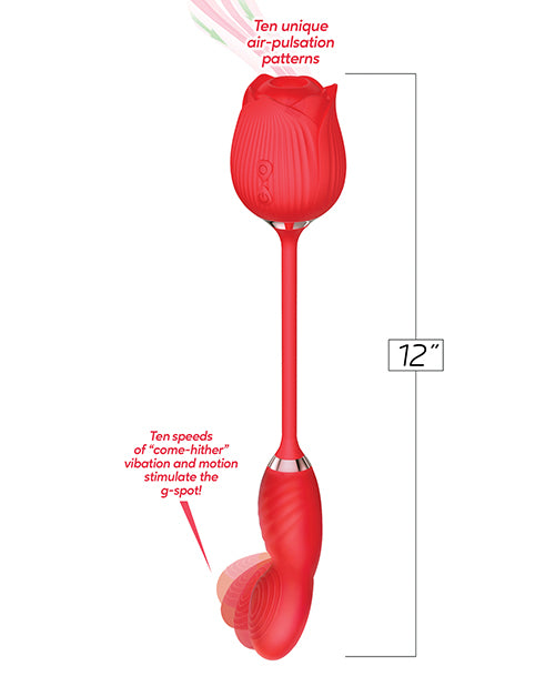 Wild Rose Suction & Come Hither Vibrator - Red - LUST Depot