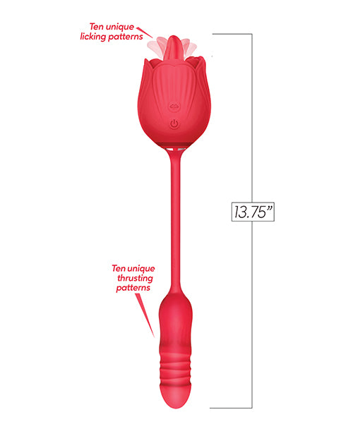 Wild Rose Licking & Thrusting Vibrator - Red - LUST Depot