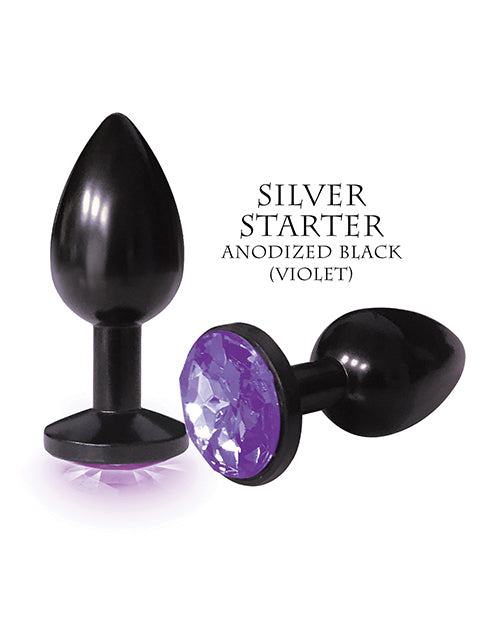 The 9's The Silver Starter Bejeweled Round Stainless Steel Plug - Black/violet - LUST Depot