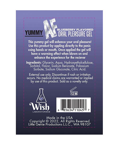 Yummy Af Oral Pleasure Gel - 2.2 Oz Blueberry - LUST Depot