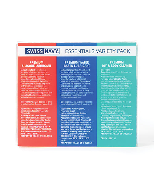 Swiss Navy Essentials Variety Pack of 3 - 1 oz - LUST Depot