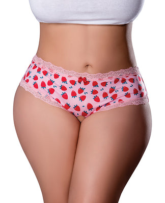 Sweet Treats Crotchless Boy Short w/Wicked Sensual Care Strawberry Lube - Pink QN