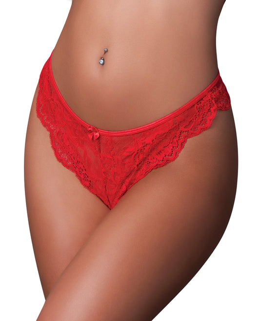 Sugar High Split Crotch Panty - Red S/M