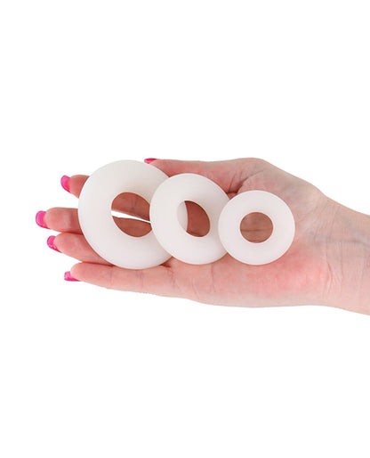 Firefly Glow in the Dark Bubble Cock Rings - White, Pack of 3