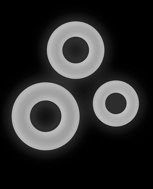 Firefly Glow in the Dark Bubble Cock Rings - White, Pack of 3 - LUST Depot