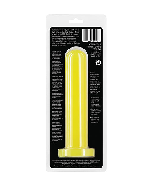 Firefly Thrill Glow in the Dark Dildo - Large, Yellow - LUST Depot